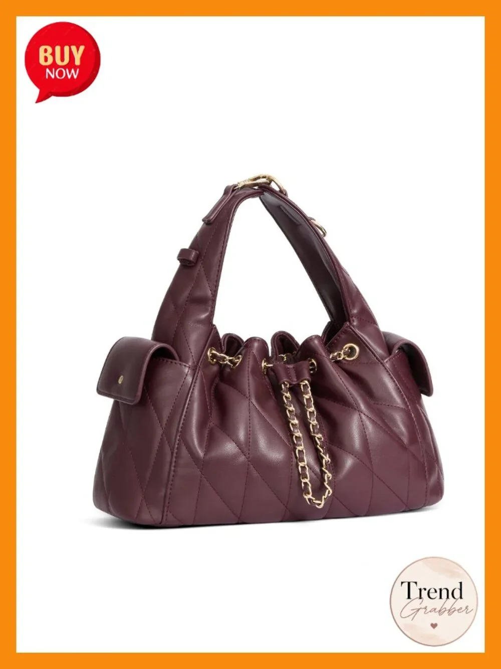Quilted Vegan Leather Hobo Bag with Adjustable Strap, Slouchy Shoulder Purse